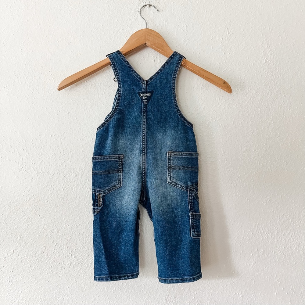 Osh Kosh B'Gosh Baby Boy Medium Wash Denim Overalls, sz 6-9m - Picture 2 of 6